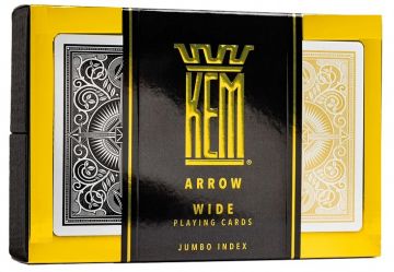 Kem Arrow Playing Cards: Poker Size, Black & Gold, Super Inde.00x, 2-Deck Set